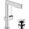 hansgrohe Finoris - Rubinetto per lavabo con push-open, con doccetta estraibile (2 getti), Miscelatore lavabo risparmio idrico (EcoSmart) con altezza bocca 229 mm, cromo, 76063000
