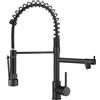 AIMADI Black Kitchen Faucet with 2 Function Sprayer,Commercial Stainless Steel Single Handle Single Hole Spring Matte Black Kitchen Faucet