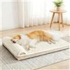 Jolibean Letto ortopedico per cani XL 122 x 76 cm, con cuscino, schiuma a cellule uovo, impermeabile, rivestimento lavabile, fondo antiscivolo, crema