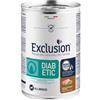 Generico EXCLUSION All Breeds Diabetic Cane gusto Maiale-Sorgo-Piselli | alimento umido completo per cani adulti di tutte le taglie e razze, per cani con diabete mellito, monoproteico, 6 lattine da 400gr.