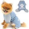 PAIDEFUL Pigiama per cani di piccola taglia, in pile con stampa di zampe, morbida e calda, con anello per guinzaglio, comodo, invernale, termico, con gambe, per chihuahua, Yorkie e gatti, blu, L
