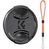 K&F Concept Copriobiettivo, copriobiettivo centrale 2 in 1 + guinzaglio anti-perdita + panno di pulizia in microfibra compatibile con tutti gli obiettivi della fotocamera (49 mm)