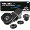 MAVURA Obiettivo per cellulare 3 in 1, obiettivo per smartphone, Fisheye, grandangolo, macro, obiettivo fotocamera