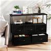 GIANTEX Cassettiera con 5 Cassetti in Tessuto e 2 Ripiani Aperti, Struttura in Metallo Resistente con Piano in Legno, Mobile Multiuso per Camera da Letto, Soggiorno e Corridoio, 100 x 30 x 80 cm
