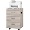 Vinsetto Cassettiera da scrivania con 3 cassetti, cassettiera da ufficio con ruote, serratura, 2 chiavi, schedario mobile, per studio, salotto, 40x40x61,5 cm, grigio