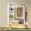 ChromaCasa Specchio Bagno Contenitore con 3 Colori Luce e 2 AC/3 USB, Armadio Specchio Bagno con Deumidificazione con 1 Tocco e Funzione di Memoria & con Mensola Regolabile(70x80x16 cm,Bianco)