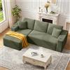 Scisola divano angolare, divano letto 3 posti Angolo Modulare con Portabicchieri, Divano a L Reversibile per Salotto Soggiorno Appartamento 261x172x60cm, Verde