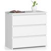 AKORD Megaastore - Comò con cassetti, armadio multiuso, colore: bianco