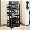 SHZYJBRY 5 Ripiani Mobile Stereo Hi Fi Rack, Multimediale Audio-Video con Ruote Universali, Giradischi per Amplificatore Turno Sky box