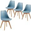 IPOTIUS Sedia da Pranzo Scandinava con Schienale Ergonomico e Gambe in Faggio, Design Classico Nordico per Cucina/Ufficio/Giardino (4 Pezzi, Morandi Azzurro)