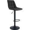 CLP Sgabello da Bar Mapun, Sgabello Regolabile in Altezza e Girevole a 360 Gradi, Imbottito, con Struttura in Metallo per Cucina, bancone, Colore:Nero, Materiale:Ecopelle