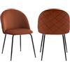 Vente-unique - Sedia Lotto di 2 Melbourne - velluto - terracotta
