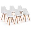 IDMarket - Set di 6 sedie SARA bianche per sala da pranzo