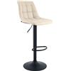 CLP Sgabello da Bar Mapun, Sgabello Regolabile in Altezza e Girevole a 360 Gradi, Imbottito, con Struttura in Metallo per Cucina, bancone, Colore:Crema, Materiale:Ecopelle