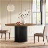 Tribesigns Tavolo Da Pranzo Rotondo, Tavolo Cucina Da 120cm Con Piano In Legno E Base In Metallo Per 4 Persone, Moderno Nero (Marrone + Nero)