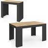 IDMarket - Consolle allungabile a 6 posti ORLANDO, 140 cm, legno nero e impiallacciato faggio
