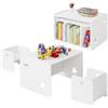WOLTU Set di Tavolo e Sedie per Bambini, set di Mobili per Bambini a 3 Pezzi per Asilo Nido, Scuola Materna, Sala da Pranzo, Tavolo Bianco per Bambini con 2 Sedie