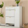 MURUL Scarpiera moderna con ripiani regolabili, maniglie dorate, scarpiera pieghevole e porte, cassetti, bianco, B95/D24/H107.5