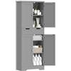 HOMCOM Mobile da bagno, mobile portaoggetti con cassetto, armadio a ante, ripiano regolabile, armadio da bagno, cucina, soggiorno, 60 x 30 x 160 cm, grigio