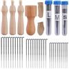 VIVIIHOO Set di Infeltrimento Feltro a Secco 38 Pezzi - 3 Aghi di Dimensione + Manico in Legno, Cambio Senza Attrezzi, Kit Completo per Principianti, Bambini e Professionisti