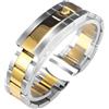 ROUHO Cinturino Orologio Acciaio Inossidabile Bracciale Metallo Ricambio Oyster Maglie Attacco Curvo Argentato per Rolex GMT-Master - Argento + Oro 21mm