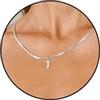 Esmoly Iniziale Collana Donna Argento Oro 14K Choker Con 26 Lettera A-Z Regalo Compleanno 16+2 Inches (Argento J)