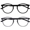 OPULIZE Met 2 Pacco Occhiali Da Distanza Grande Nero Grigio Uomo Donna Cerniere Molla MM60-17 -1,00