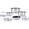 Masterpro by Alessi, Set di Pentole Bones in Acciaio Inox | 7 Pezzi, Compatibile con Induzione, Casseruole e Padelle con Coperchi, Lavabili in Lavastoviglie