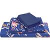 JSD Navy Blue Floral Printed Sheet Set King 6 Piece, Soft Microfiber Botanical Pattern Bed Sheets Extra Deep Pocket