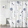 QiyI Tenda da doccia con motivo floreale ad acquerello, tenda da bagno in tessuto 3D goffrata grigio beige, tenda da bagno moderna minimalista bianca, tenda da doccia in tessuto impermeabile con