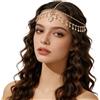 VOOSFSIE Catena di testa dorata, gioielleria egiziana, catena di testa bohemia, toccato gitano, diadema di travestimento per festival, accessorio capelli con borsa per donne e ragazze