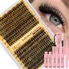 QUEWEL Kit di Ciglia finte Ciuffetti 30D+40D (12-18mm), Colla Extension ciglia e Sigillante Waterproof, Pinzetta per Applicazione, lash clusters a Ciuffetti per un Look Naturale Faidate (30D+40D)