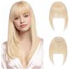 MY-LADY Frangia a Clip Capelli Veri 14g, Leggera Frangetta Finta Francese con Tempie, Biondo Platino Posticci Frangia Frontale Extension per Correggere i Contorni del Viso, Clip in French Bangs (#60)