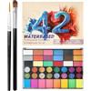 Generico Colore per il Corpo,Palette Di Colori Ad Acqua Con Pennello | Trucco Viso per Feste di Natale Carnevale Eventi Scolastici Halloween Compleanni