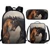 THKVSV Zaino per ragazze e ragazzi scuola elementare zaino per studenti elementari borsa con portapranzo borsa portamatite stampa cavallo, Cavallo I, One Size, Zaino daypack