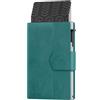 ProWallet Plus - Portacarte - 8 carte, banconote e monete - Portacarte con cerniera - RFID - Piccolo porta carte di credito - Portafoglio elegante (Petrolio Blu)