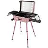 ChiicCluttr Trucco professionale, trolley Makeup Train Case, Rolling Makeup Case, LED 3 colori, specchio LED, treppiede regolabile, grande capacità, ruote 360, alluminio, 133cm, manicure, truccatore, viaggio