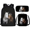THKVSV Zaino per ragazze e ragazzi scuola elementare zaino per studenti elementari borsa con portapranzo borsa portamatite stampa cavallo, Cavallo G, One Size, Zaino daypack