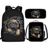 THKVSV Zaino per ragazze e ragazzi scuola elementare zaino per studenti elementari borsa con portapranzo borsa portamatite stampa cavallo, Carlino, One Size, Zaino daypack