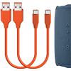 GEEKRIA Cavo di ricarica corto USB per altoparlanti, compatibile con JBL GRIP, Flip 7/6, CHARGE 6/5, GO 5/4/3, Clip 5/4, cavo di alimentazione di ricambio USB-C/Type-C (1ft/30cm 2-Pack)