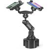 Segrehy Portabicchieri da auto per doppia tazza, universale portabicchieri da auto doppio regolabile a 360° con cuscinetti in silicone antiscivolo per iPhone 7 8 11 12 13 Pro XS