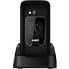 SAIET - Cellulare per Senior Facile da Usare SCUDOtre+ - Telefono per Anziani con Tasti e Caratteri Grandi - con Doppio Display Audio Amplificato - Nero