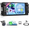 Rimoody 6G+128G 8 Core Wireless Carplay Android Autoradio per Jeep Wrangler Compass Grand Cherokee/Chrysler 300C/Dodge Ram/Chevrolet 7 Pollici Autoradio Android Auto GPS Navi WiFi Bluetooth FM/RDS/DSP/USB/SWC