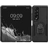 kwmobile Custodia Antiurto Compatibile con Samsung Galaxy Z Fold4 Cover - Case con Anello Metallo Rotazione 360° - con Piastra Metallica per Supporto Cellulare Auto