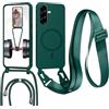 GoodcAcy Magnetica Silicone Cover per Samsung Galaxy A57 con Cordino, Compatibile con Magsafe, Ultra Sottile Silicone TPU Antiurto Custodia con Collana Laccio rimovibile per Samsung Galaxy A57, Verde