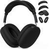Ensfomte Custodia protettiva per auricolari Airpods Max 2/1, con cuscinetti per auricolari, cover per AirPods Max (USB-C/Lightning) (2026/2024/2020), in silicone per Apple Airpod Max, accessori, colore: nero