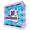 HYXN H1 Case PC ATX - Con 6 ventole PWM ARGB specchio infinito, doppia camera Mid Tower Case per PC Gaming, con Type-C, può ospitare contemporaneamente 3 radiatori da 360 mm (bianco-M, H1)