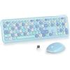 SOLIDEE Combo Tastiera e Mouse Wireless Colorato,tastiera per macchina da scrivere retrò 2.4GHz,104 Tasti con Tastierino Numerico,Tastiera a Membrana Silenziosa(Americana QWERTY)(Blue)