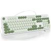 SOLIDEE Tastiera a membrana cablata al 100% con tasti rotondi galleggianti,tastiera di dimensioni complete 104 tasti,tastiera con tasti stile macchina da scrivere(Americana QWERTY)(GT108 Matcha)