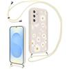 Vxinvnoi Cover Cordino per Samsung Galaxy S26 5G 6,3, Aesthetic Fiori Disegni Ragazze Custodia con Corda Collana Tracolla Laccio, Sottile Silicone TPU Antiurto Protettiva Case per Samsung S26, Beige